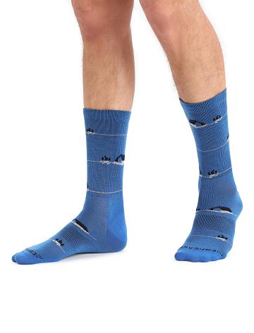 Lazurite / Ether Men's Icebreaker Merino Lifestyle Ultralight Crew Backcountry Camp Socks | USA 1009XYUF